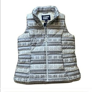 Lands End Down Puffer Vest Full Zip Snowflake Medium M new with tags warm